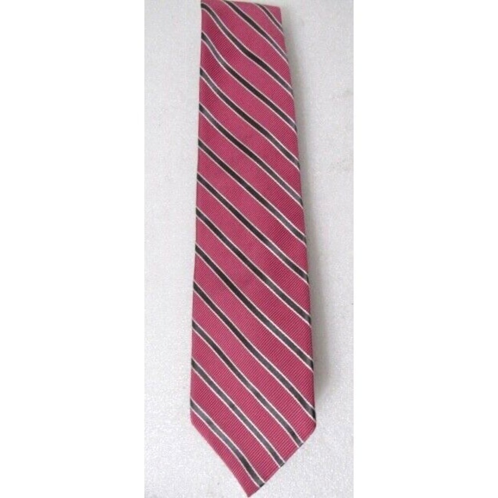 Brooks Brothers Makers‎ Traditional Repp Pink Brown Silk Tie